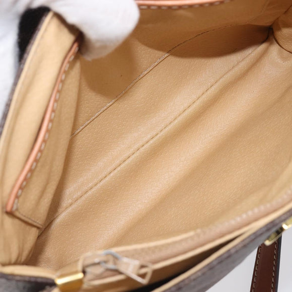 CELINE Macadam Shoulder Bag PVC Brown Gold Tone Auth mr3108A