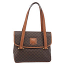 CELINE Macadam Shoulder Bag PVC Brown Gold Tone Auth mr3108A-2