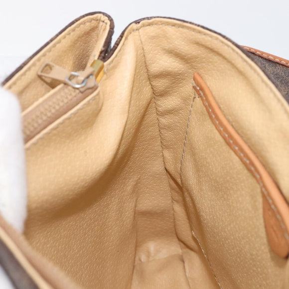CELINE Macadam Shoulder Bag PVC Brown Gold Tone Auth mr3108A
