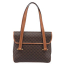 CELINE Macadam Shoulder Bag PVC Brown Gold Tone Auth mr3108A-3