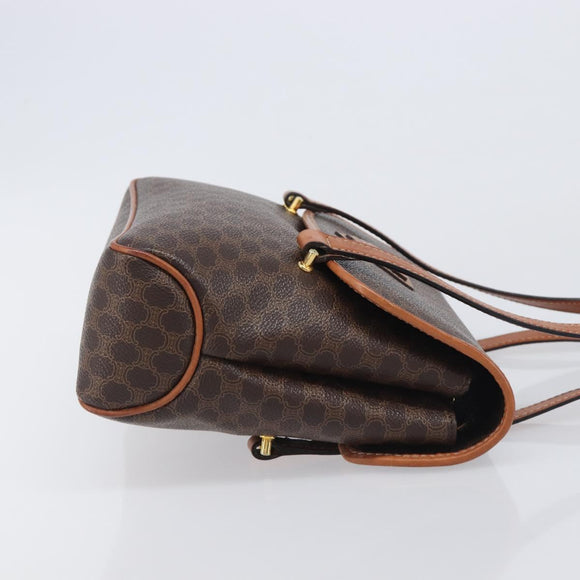 CELINE Macadam Shoulder Bag PVC Brown Gold Tone Auth mr3108A