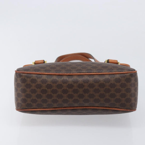 CELINE Macadam Shoulder Bag PVC Brown Gold Tone Auth mr3108A