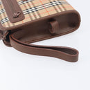 BURBERRY Nova Check Clutch Bag Canvas Beige Gold Tone Auth mr3110-16