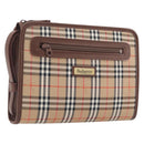 BURBERRY Nova Check Clutch Bag Canvas Beige Gold Tone Auth mr3110-1