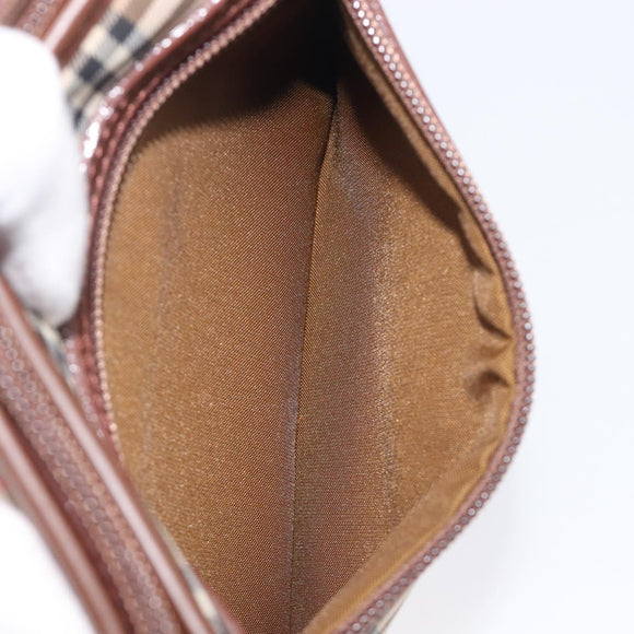 BURBERRY Nova Check Clutch Bag Canvas Beige Gold Tone Auth mr3110