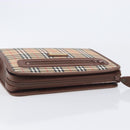 BURBERRY Nova Check Clutch Bag Canvas Beige Gold Tone Auth mr3110-6