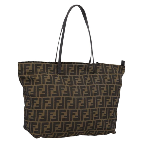 FENDI Zucca Canvas Tote Bag Brown 8BH025 Auth mr3111