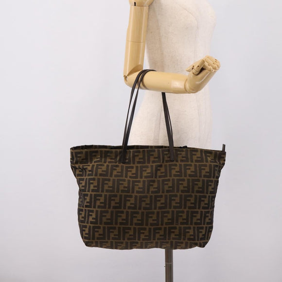 FENDI Zucca Canvas Tote Bag Brown 8BH025 Auth mr3111