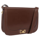 CELINE Triomphe Shoulder Bag Leather Brown Gold Tone Auth mr3114-1