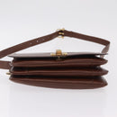 CELINE Triomphe Shoulder Bag Leather Brown Gold Tone Auth mr3114-11