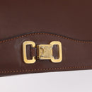 CELINE Triomphe Shoulder Bag Leather Brown Gold Tone Auth mr3114-16