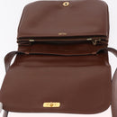 CELINE Triomphe Shoulder Bag Leather Brown Gold Tone Auth mr3114-17