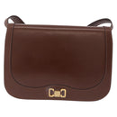 CELINE Triomphe Shoulder Bag Leather Brown Gold Tone Auth mr3114-2