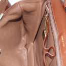 CELINE Triomphe Shoulder Bag Leather Brown Gold Tone Auth mr3114-22