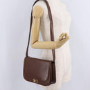 CELINE Triomphe Shoulder Bag Leather Brown Gold Tone Auth mr3114-28