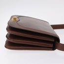 CELINE Triomphe Shoulder Bag Leather Brown Gold Tone Auth mr3114-4
