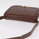 CELINE Triomphe Shoulder Bag Leather Brown Gold Tone Auth mr3114-6