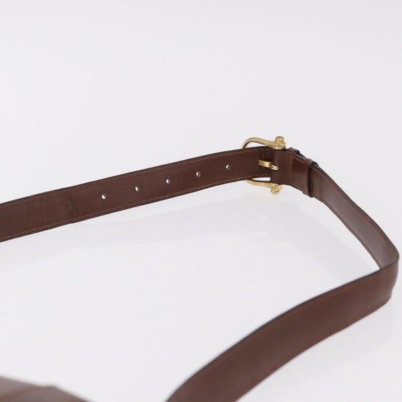 CELINE Triomphe Shoulder Bag Leather Brown Gold Tone Auth mr3114