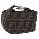 FENDI Zucca Canvas Vanity Bag Pouch Brown Gold Tone Auth mr3115A-1