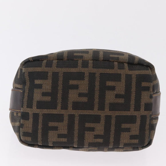 FENDI Zucca Canvas Vanity Bag Pouch Brown Gold Tone Auth mr3115A