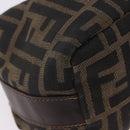 FENDI Zucca Canvas Vanity Bag Pouch Brown Gold Tone Auth mr3115A-15