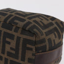 FENDI Zucca Canvas Vanity Bag Pouch Brown Gold Tone Auth mr3115A-16