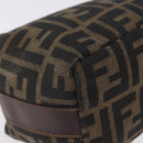 FENDI Zucca Canvas Vanity Bag Pouch Brown Gold Tone Auth mr3115A-17