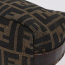 FENDI Zucca Canvas Vanity Bag Pouch Brown Gold Tone Auth mr3115A-18