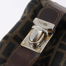 FENDI Zucca Canvas Vanity Bag Pouch Brown Gold Tone Auth mr3115A-19
