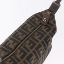 FENDI Zucca Canvas Vanity Bag Pouch Brown Gold Tone Auth mr3115A-10
