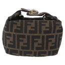 FENDI Zucca Canvas Vanity Bag Pouch Brown Gold Tone Auth mr3115A-13