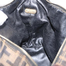 FENDI Zucca Canvas Vanity Bag Pouch Brown Gold Tone Auth mr3115A-23