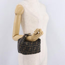 FENDI Zucca Canvas Vanity Bag Pouch Brown Gold Tone Auth mr3115A-24