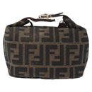 FENDI Zucca Canvas Vanity Bag Pouch Brown Gold Tone Auth mr3115A-2