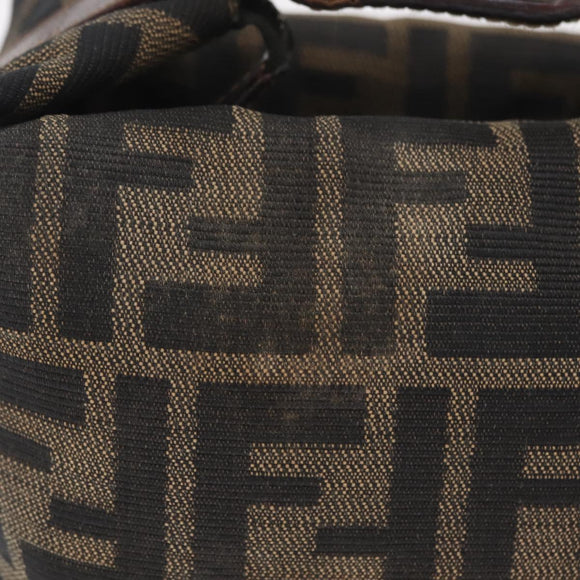 FENDI Zucca Canvas Vanity Bag Pouch Brown Gold Tone Auth mr3115A