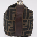 FENDI Zucca Canvas Vanity Bag Pouch Brown Gold Tone Auth mr3115A-4