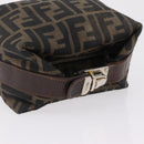 FENDI Zucca Canvas Vanity Bag Pouch Brown Gold Tone Auth mr3115A-7