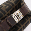 FENDI Zucca Canvas Vanity Bag Pouch Brown Gold Tone Auth mr3115A-8