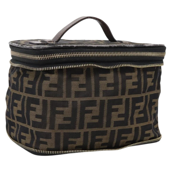 FENDI Zucca Canvas Pouch Brown Gold Tone Auth mr3117