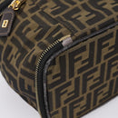 FENDI Zucca Canvas Pouch Brown Gold Tone Auth mr3117-13