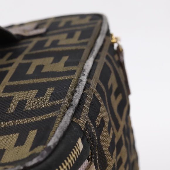 FENDI Zucca Canvas Pouch Brown Gold Tone Auth mr3117