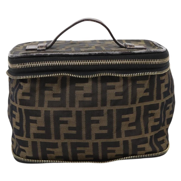 FENDI Zucca Canvas Pouch Brown Gold Tone Auth mr3117