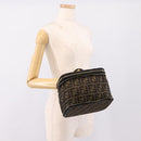 FENDI Zucca Canvas Pouch Brown Gold Tone Auth mr3117-22