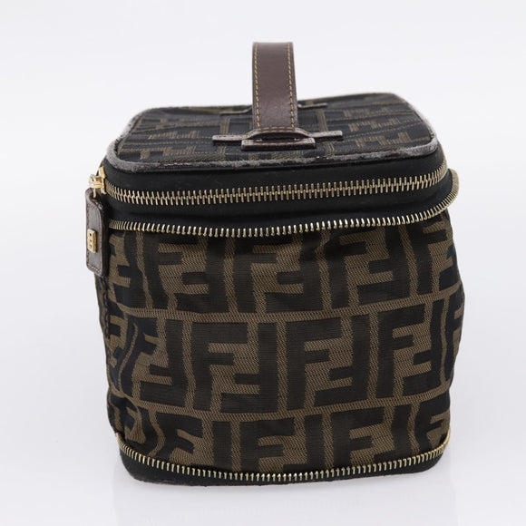 FENDI Zucca Canvas Pouch Brown Gold Tone Auth mr3117