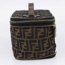 FENDI Zucca Canvas Pouch Brown Gold Tone Auth mr3117-5