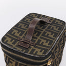 FENDI Zucca Canvas Pouch Brown Gold Tone Auth mr3117-6