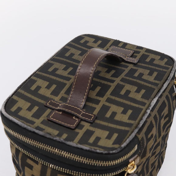 FENDI Zucca Canvas Pouch Brown Gold Tone Auth mr3117