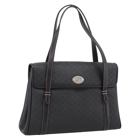 GUCCI Micro GG Hand Bag PVC Black Gold Tone 000 46 4857 Auth mr3118