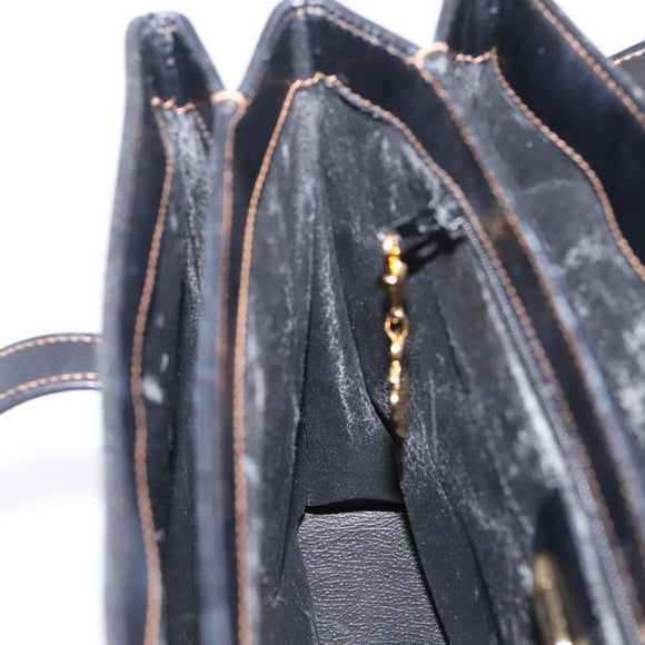 GUCCI Micro GG Hand Bag PVC Black Gold Tone 000 46 4857 Auth mr3118