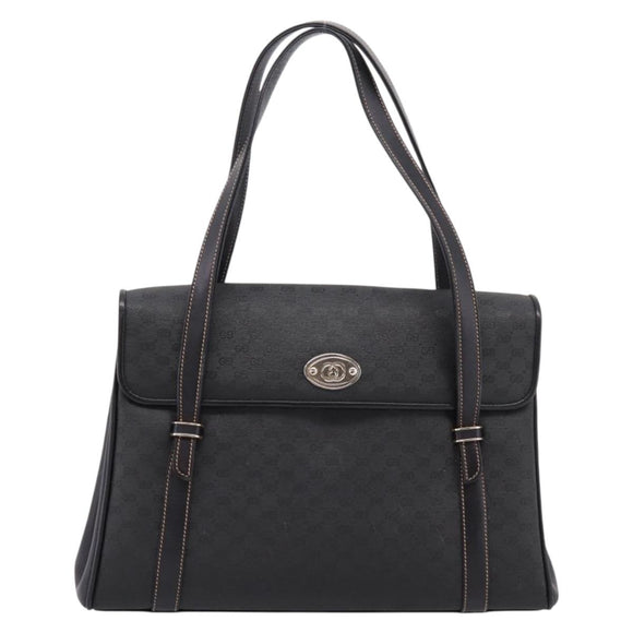 GUCCI Micro GG Hand Bag PVC Black Gold Tone 000 46 4857 Auth mr3118